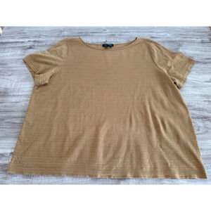 Lauren Ralph Lauren Women's Striped 100% Pima Cotton Short Sleeve Top - Size 3X